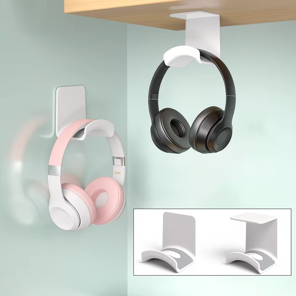 Headphone Stand Desk - Universele hoofdtelefoonstandaard, zelfklevende kunststof wandhouder, onder
