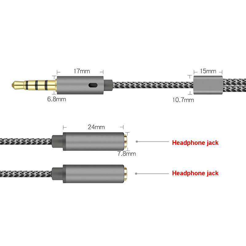 Gevlochten 3,5 mm audio-splitt - Earphone Splitter Jack recensie en prijs