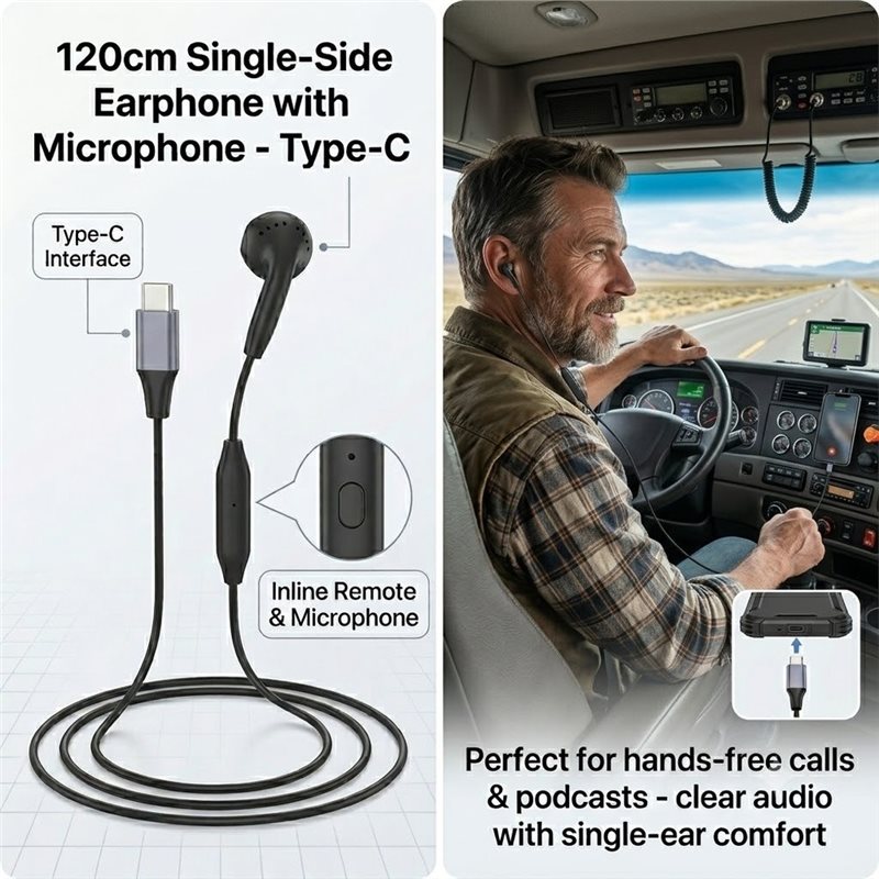 DT75BG Type C Single Earbud me - Wired Earphone Mic recensie en prijs